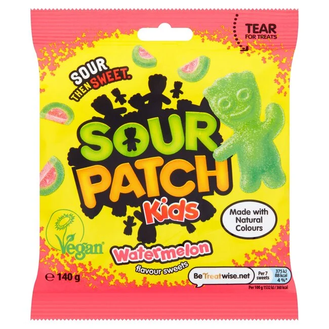 Sour Patch Kids Watermelon 130 g sour gummy sweets soft chewy watermelon candy packet sour gummies tangy chew mixes kids sweets festive snack candy