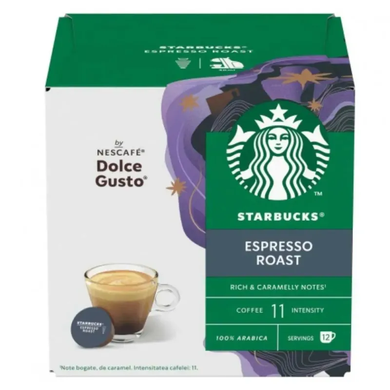 Starbucks Espresso Roast coffee capsules 12 pack Dolce Gusto compatible bold espresso pods rich caramelly coffee capsules