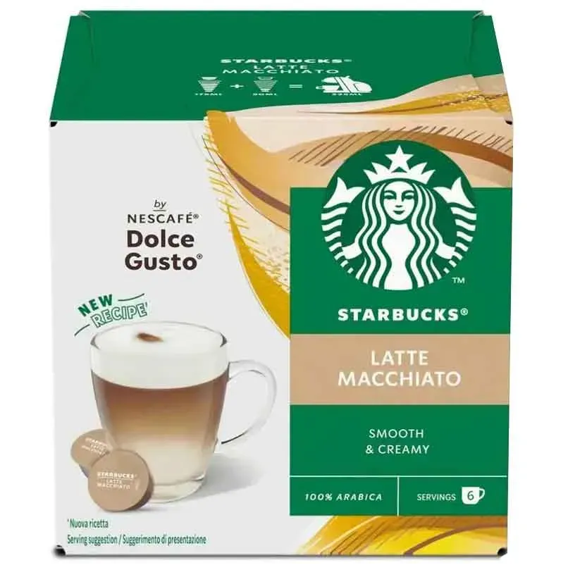 Starbucks Latte Macchiato coffee capsules 12 pack Dolce Gusto compatible creamy milk coffee pods layered espresso latte capsules