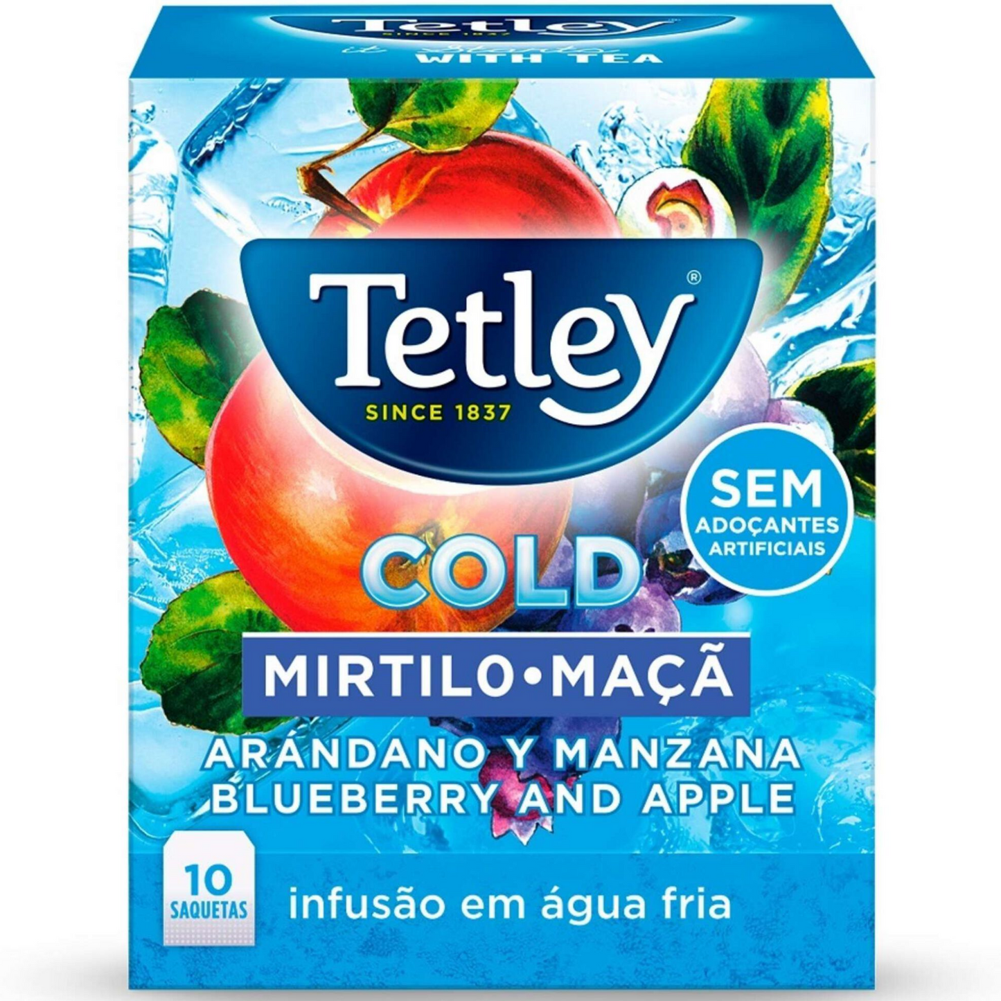 Tetley Blueberry and Apple Cold Tea Bags 10 Units cold infusion fruit tea blueberry apple flavoured tea bags