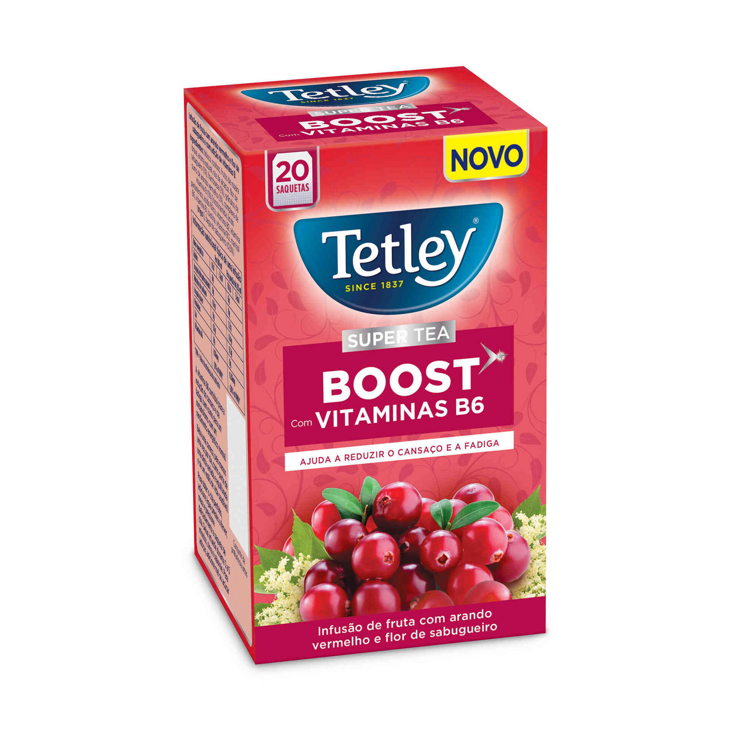 Tetley Cranberry Elderflower Fruit Tea 20 Bags herbal infusion berry flavour caffeine free tea bags Tetley tea hot drinks