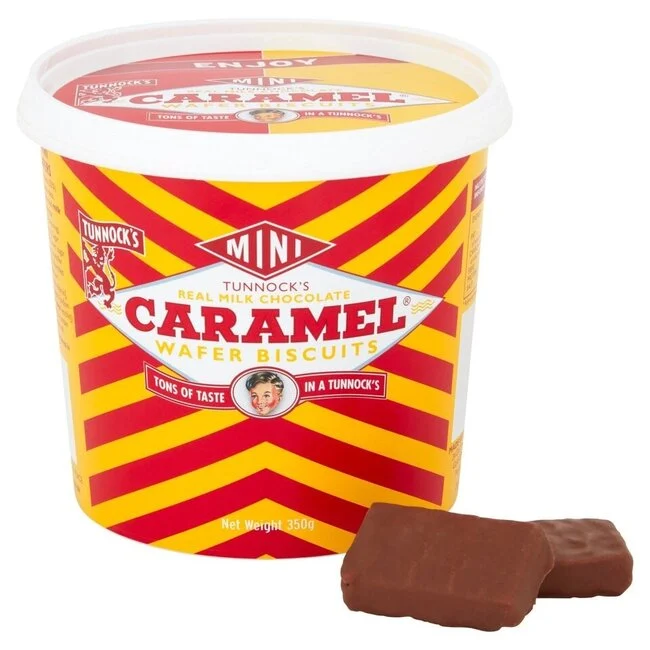 Tunnock’s Milk Chocolate Caramel Mini Wafers 300g – Milk Chocolate Covered Caramel & Wafer Bars – Cookies and Rusks