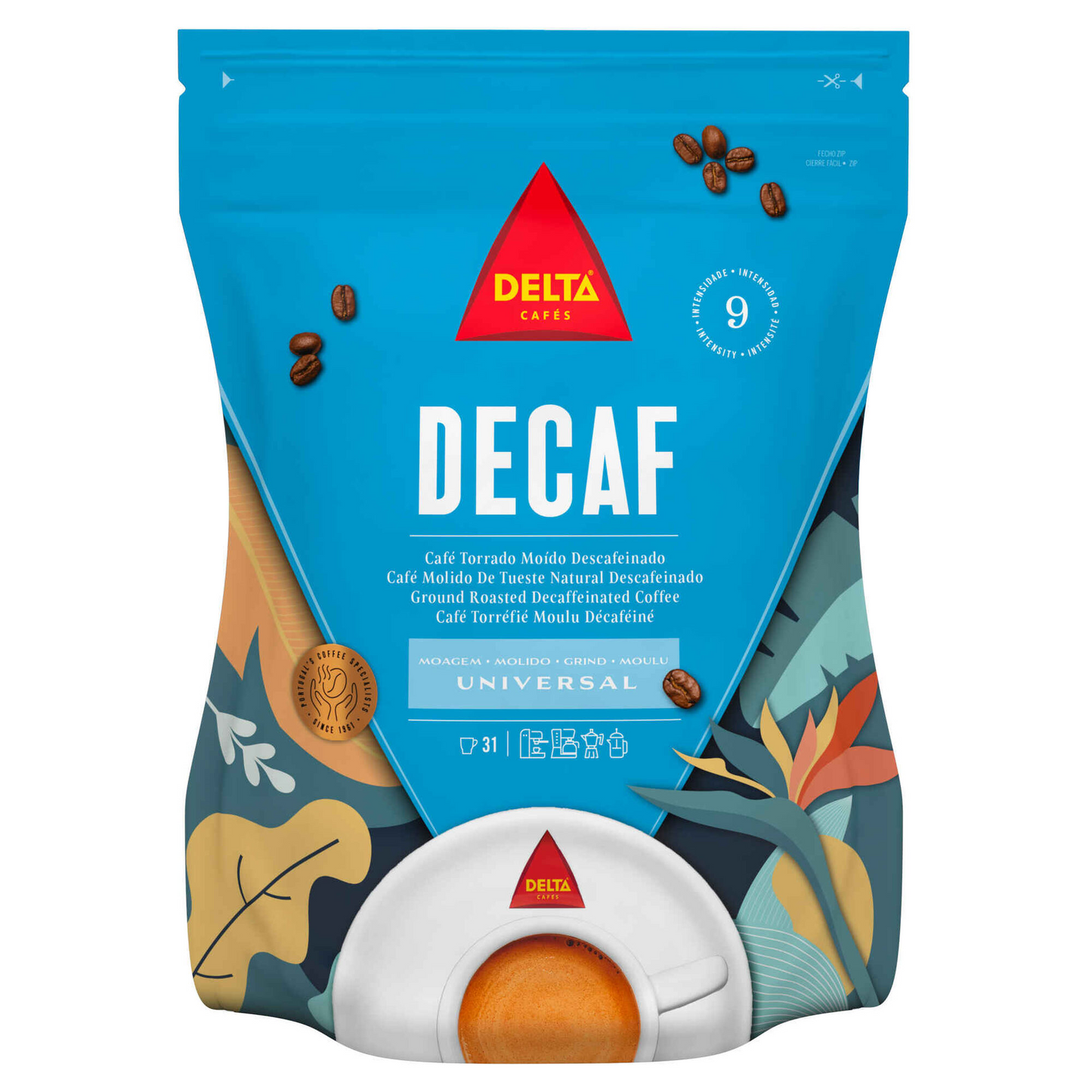 Delta Decaf Universal Decaffeinated Roasted Ground Coffee 220g