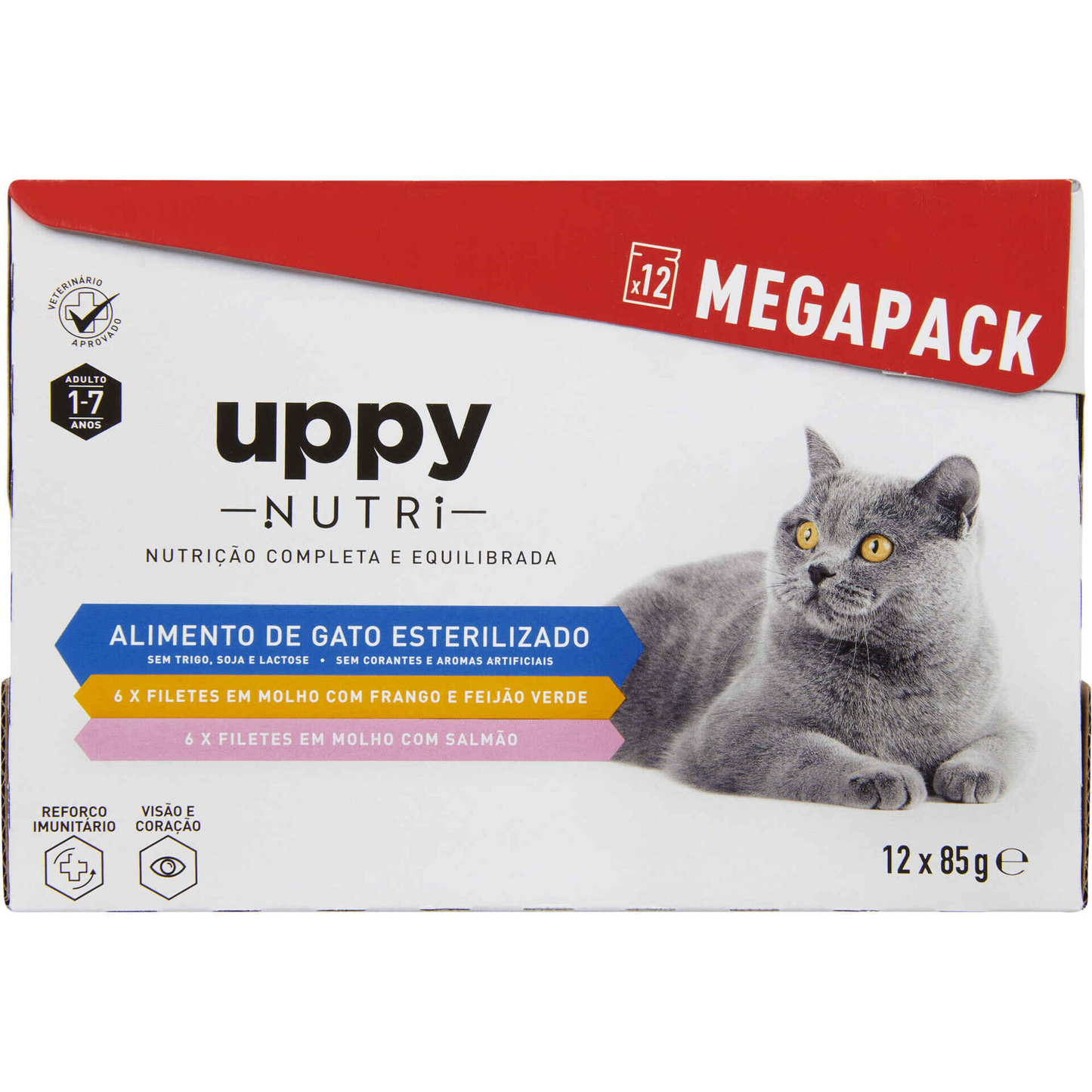 Hypoallergene Katzen-Huhn- und Lachsbeutel Uppy Nutri 12x85g