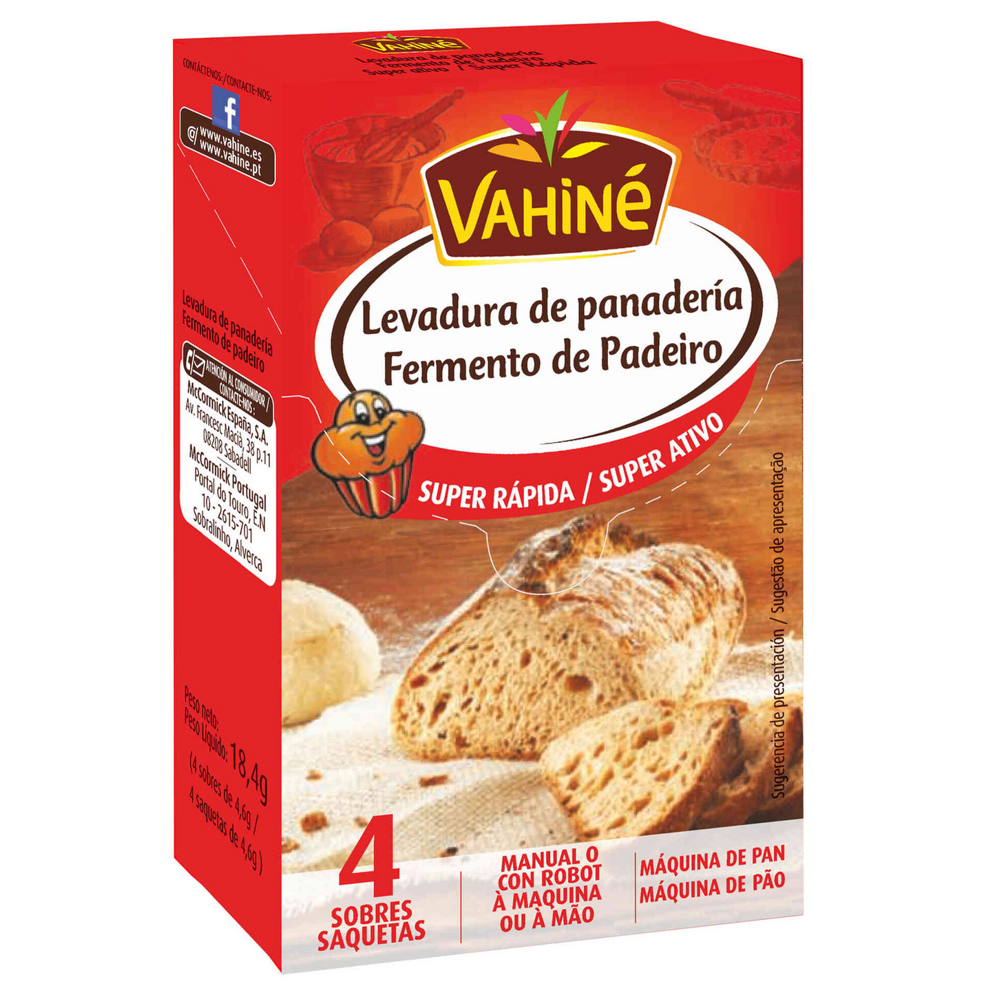 Vahine Bakers Yeast 4.6g 4 pack baking yeast sachets bread dough baking essentials