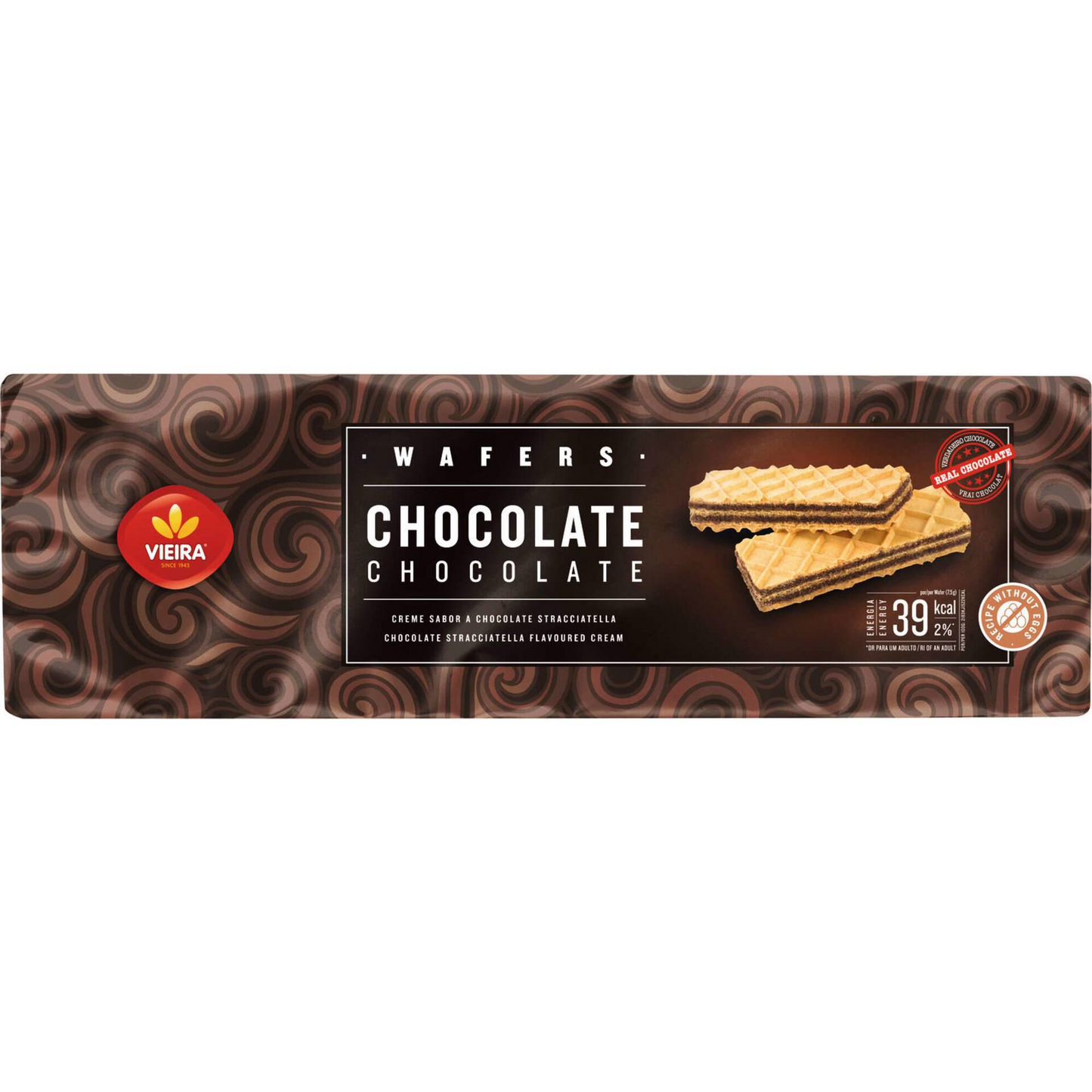 Vieira Chocolate and Stracciatella Wafers 150g pack – crispy wafer biscuits with creamy stracciatella filling and chocolate flakes – Cookies and Rusks – South African Products – Chocolate