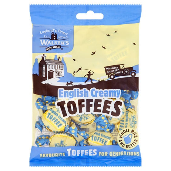 Walkers English Creamy Toffees 150 g buttery toffee sweets, British chewy candy, classic caramel toffee confectionery, imported UK sweets, toffee sweets collection