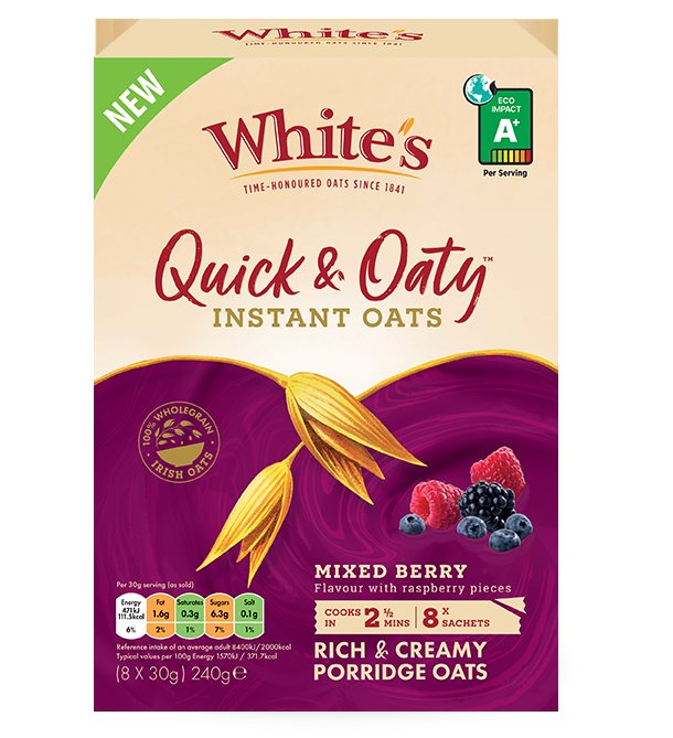 Whites – Quick & Oaty Mix Berry 8 Sachets 240g Whites – 8 Pack – Oat Flakes and Porridge