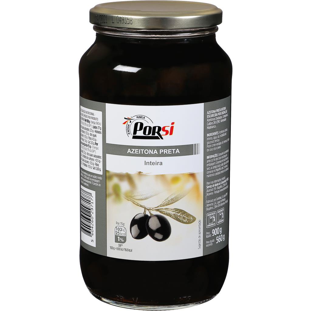Porsi Whole Black Olives 900g
