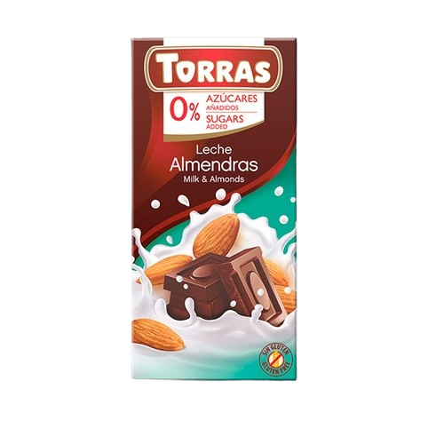 Milk Chocolate and Almonds No Sugar Alternative to Canderel 75g Torras