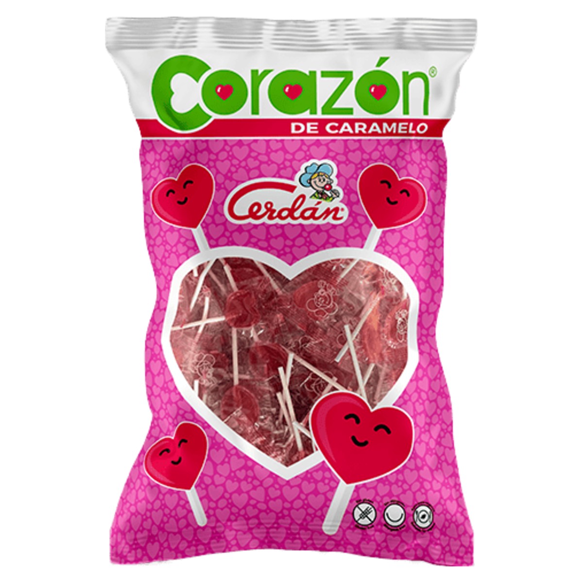 Cerdán Mini Heart Lollipops Bag 200 x 5.6g
