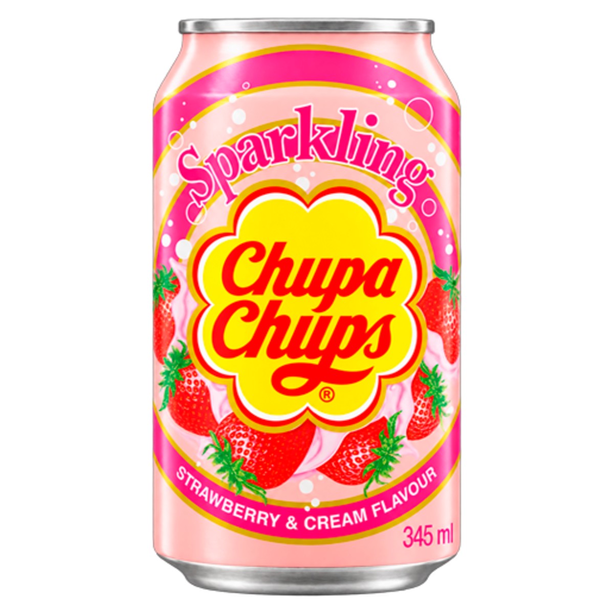 Chupa Chups Strawberry and Cream Soft Drink 345ml