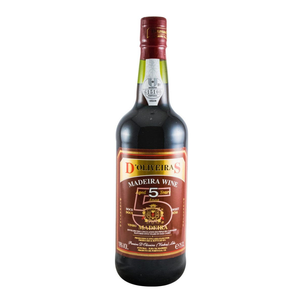 D'Oliveiras 5 Year Old Sweet Madeira Wine 750ml 19% ABV