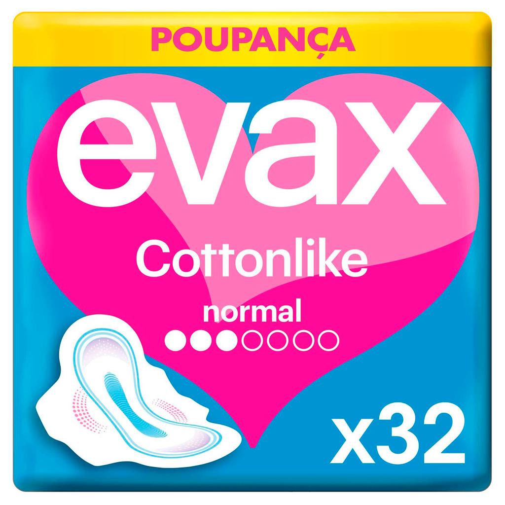 Evax Cottonlike Normal Sanitary Pads with Wings Pack of 32