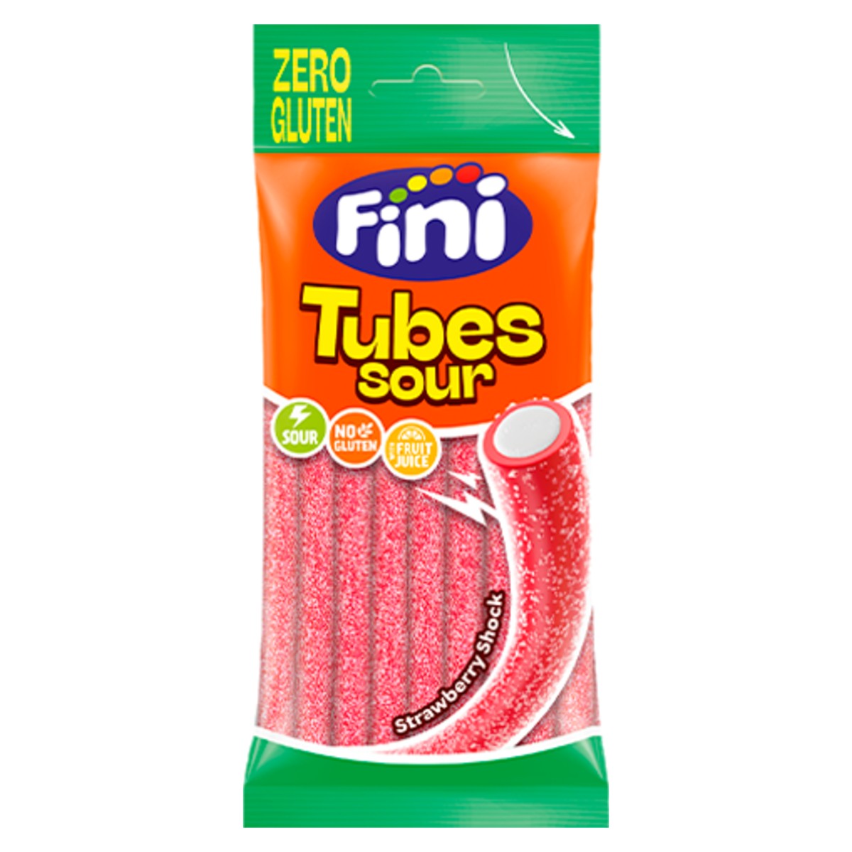Fini Sour Strawberry Cream Filled Tubes 75g