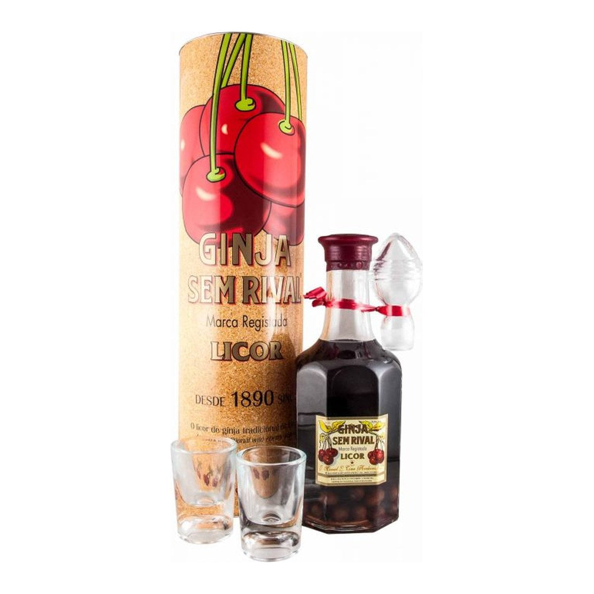 Ginja Sem Rival Liqueur Decanter 1L with 2 Glasses 23.5% ABV