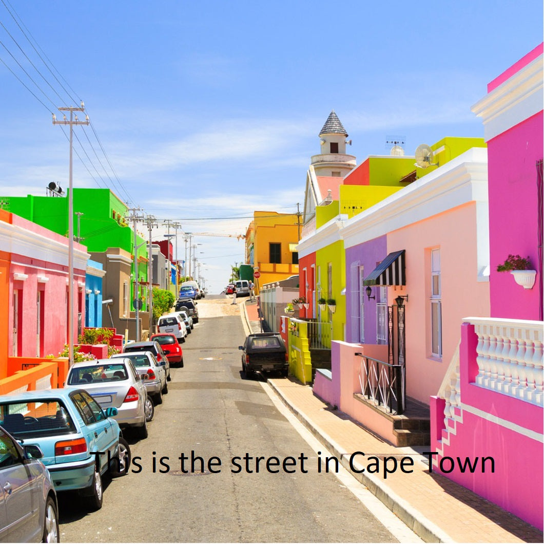 hand painted cape town street canvas 25x35cm bo kaap colorful houses textured wall art home decor