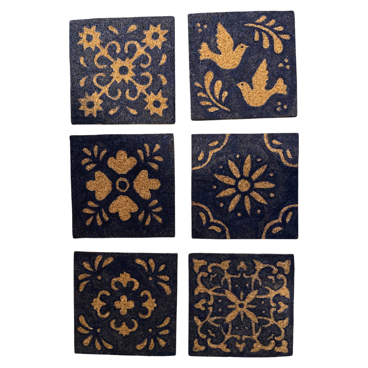 Handmade Hand Painted Cork Coaster Set of 6 9.5cm