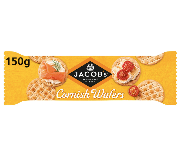 jacobs cornish wafers crackers 150 g light flaky savoury crackers for cheese and dips
