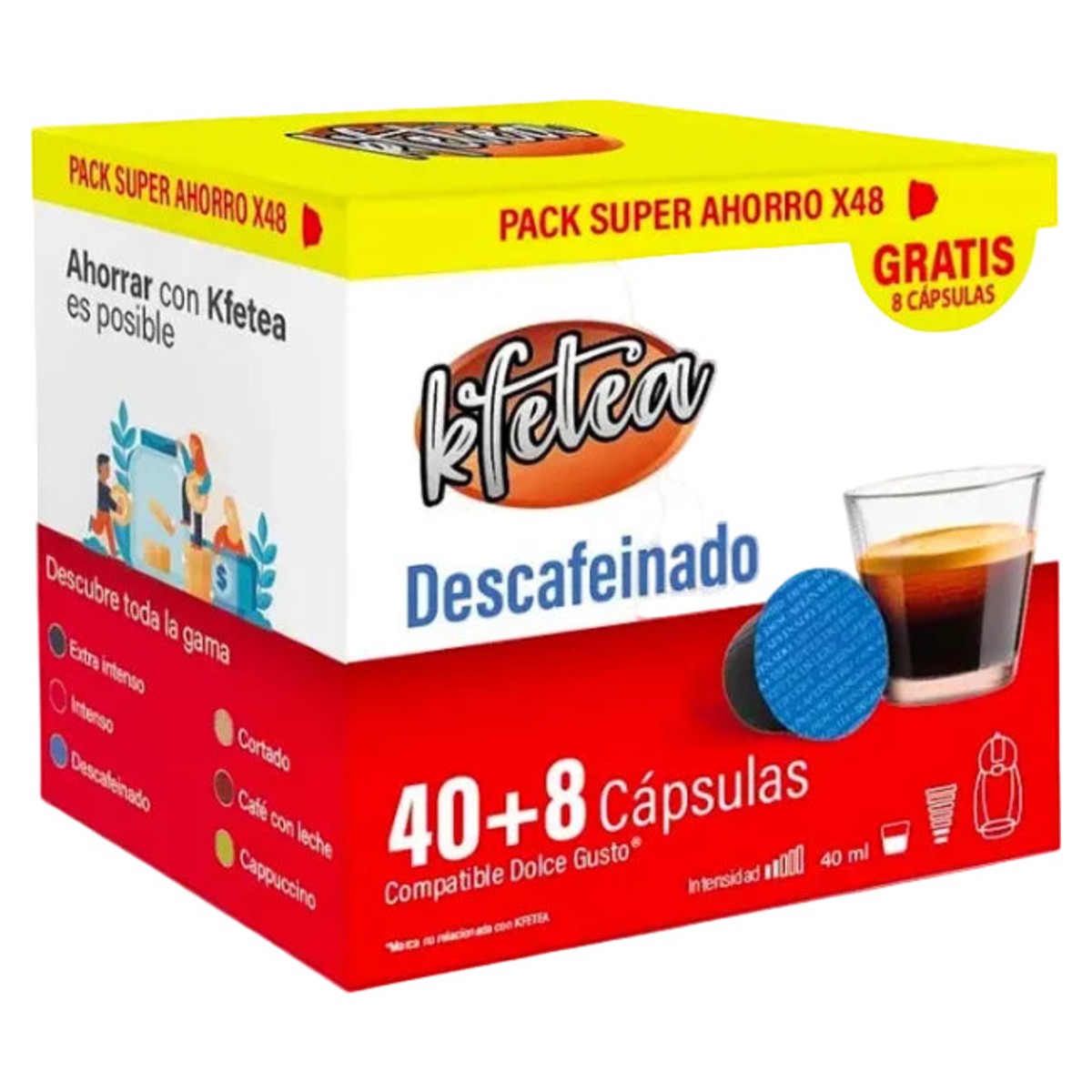 Kfetea Decaffeinated Coffee 48 Capsules for Dolce Gusto