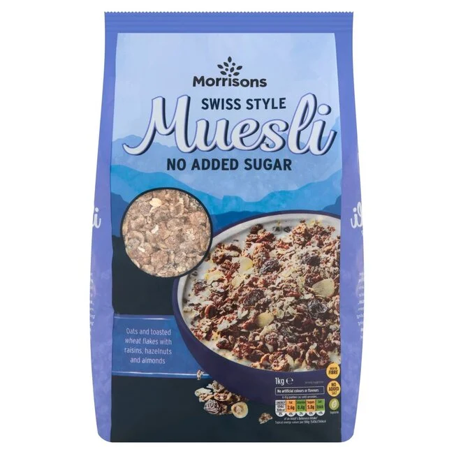 Morrisons – Muesli No Added Salt or Sugar Swiss Style 1kg Morrisons – 1 KG – Muesli and Granola