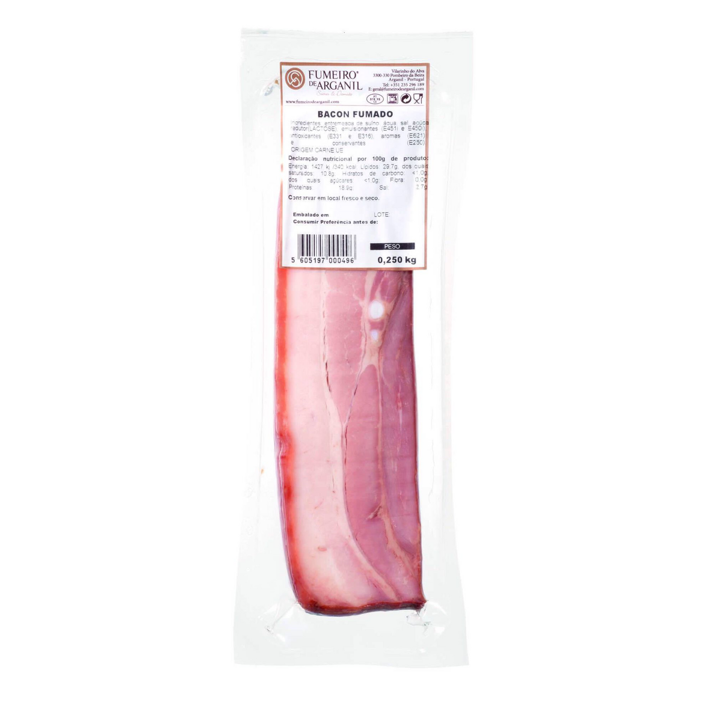smoked bacon naco fumeiro de arganil 250g portuguese cured pork smoked bacon deli meat