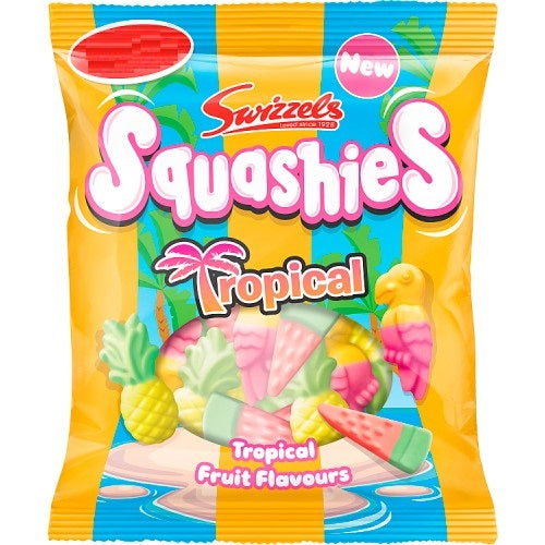 swizzels squashies tropical 110g british chewy sweets tropical fruit foam candy bag soft sweets