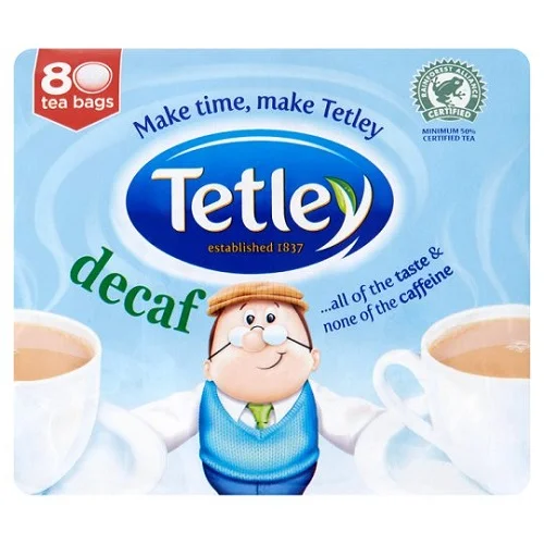 tetley decaf 80 tea bags british decaffeinated black tea smooth everyday tea box