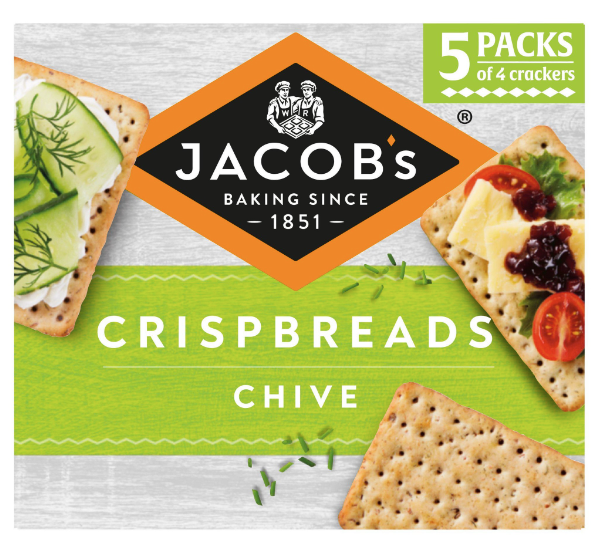 Jacobs Crispbreads Chive – wholegrain crispbread; Crackers Salty and Healthy; South African Products