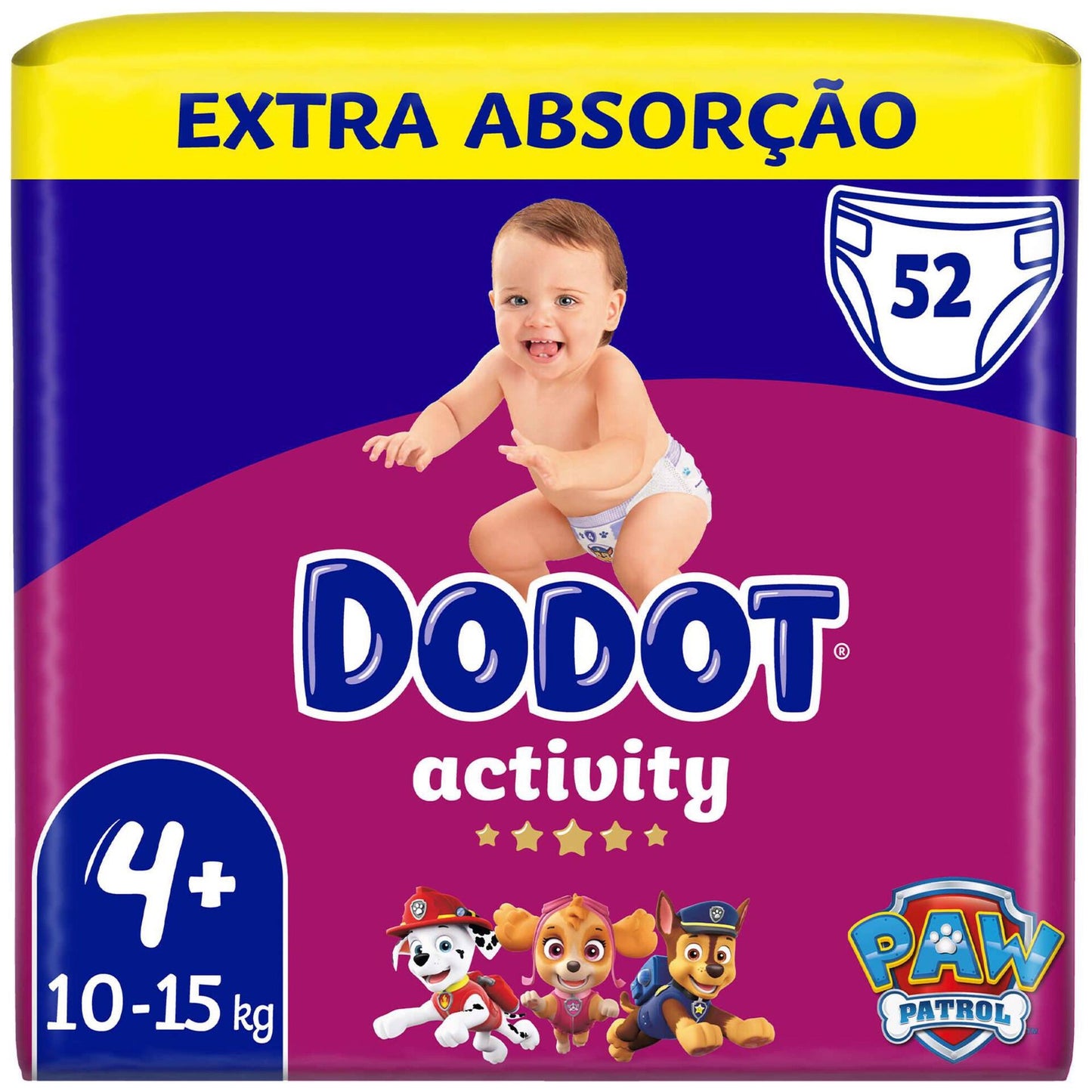 Pañales Dodot Activity Extra T4+ 10-15 kg – 52 unidades | Ajuste premium y extra sequedad