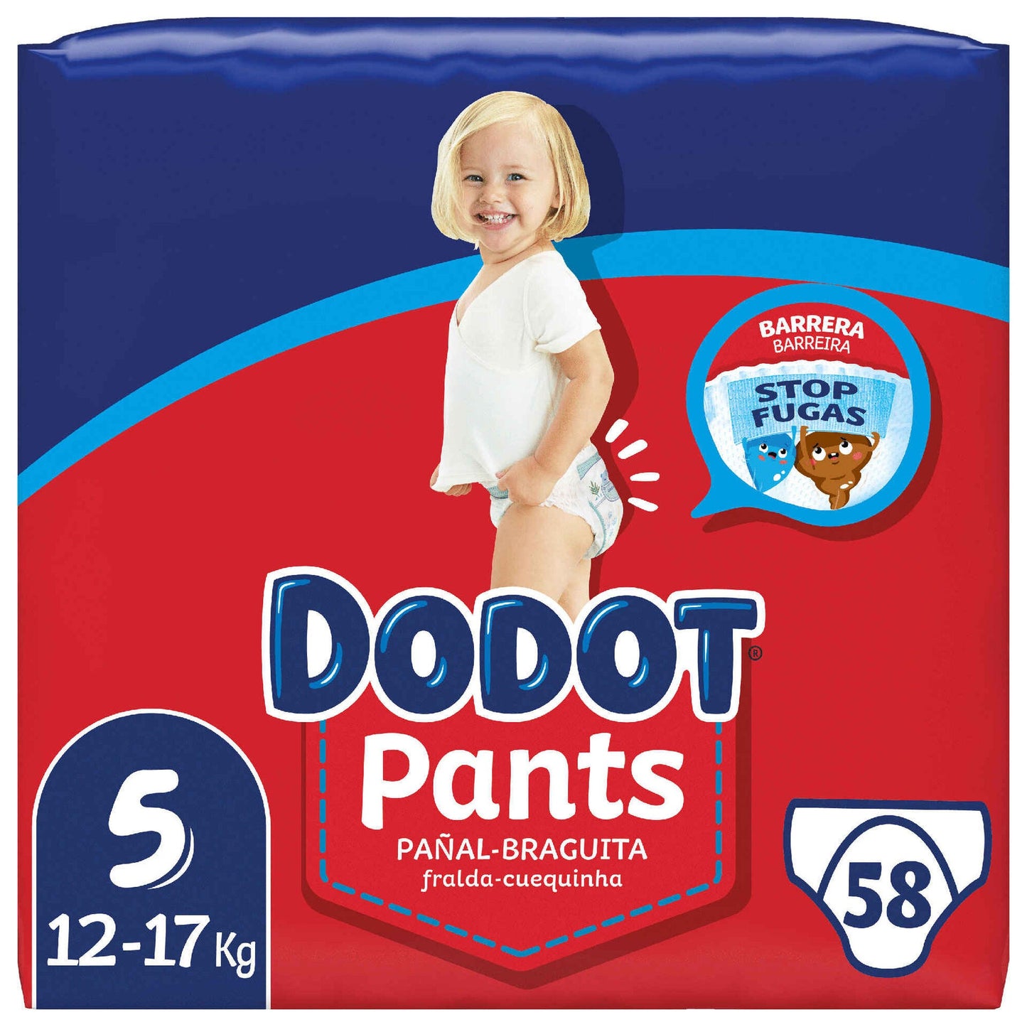 Dodot Windeln Unterhosen T5 12–17 kg – 58 Einheiten | Easy-On Pants für heranwachsende Kleinkinder