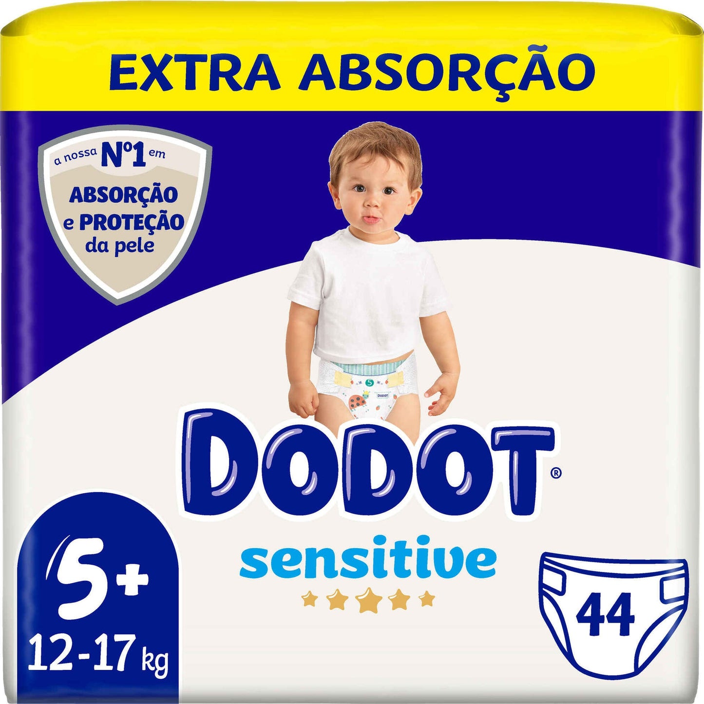 Dodot Sensitive Diapers T5+ 12–17 kg – 44 Units | Gentle Protection for Sensitive Skin