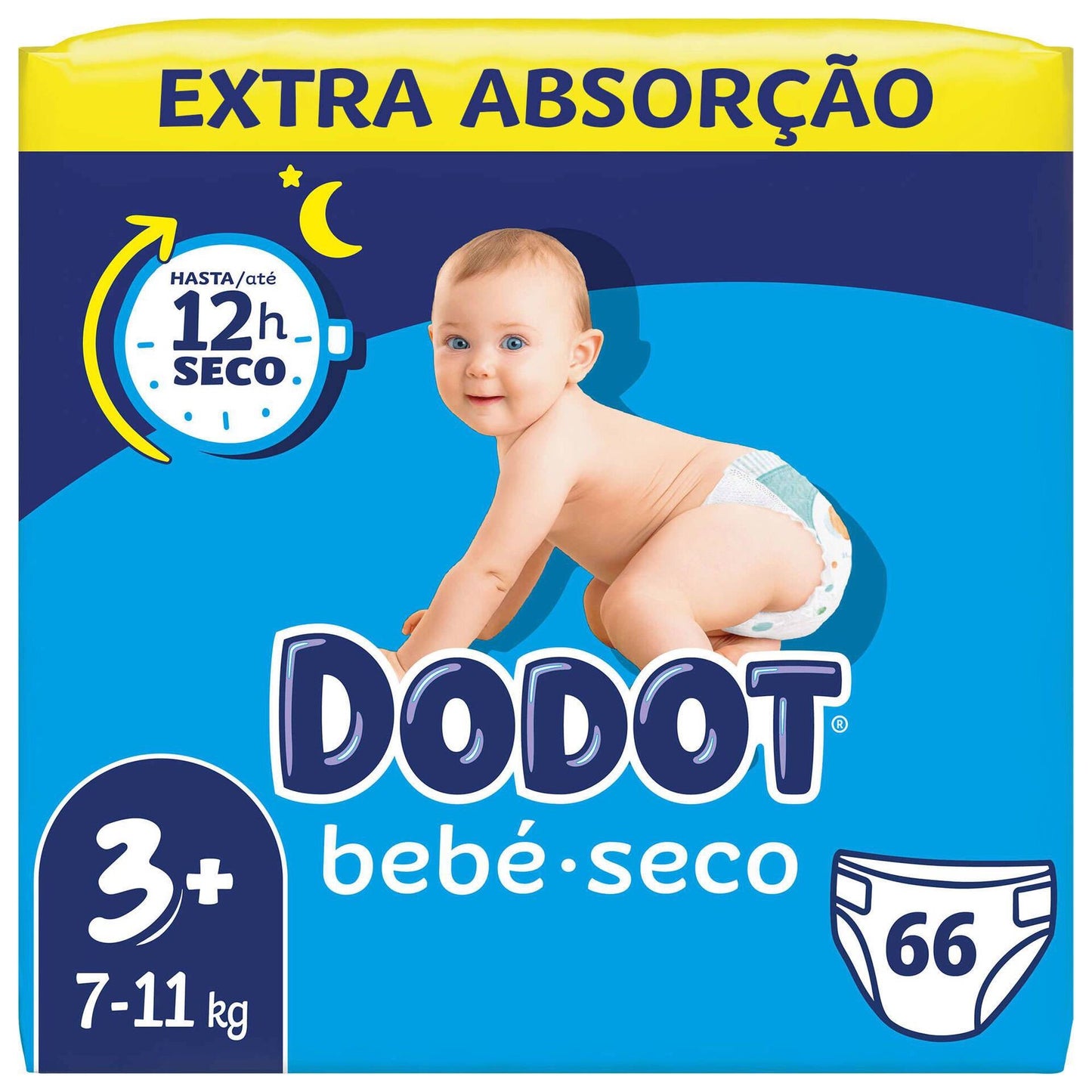 Dodot Baby Dry Extra Diapers T3+ 7–11 kg – 66 Units | Extra Dryness & Comfort