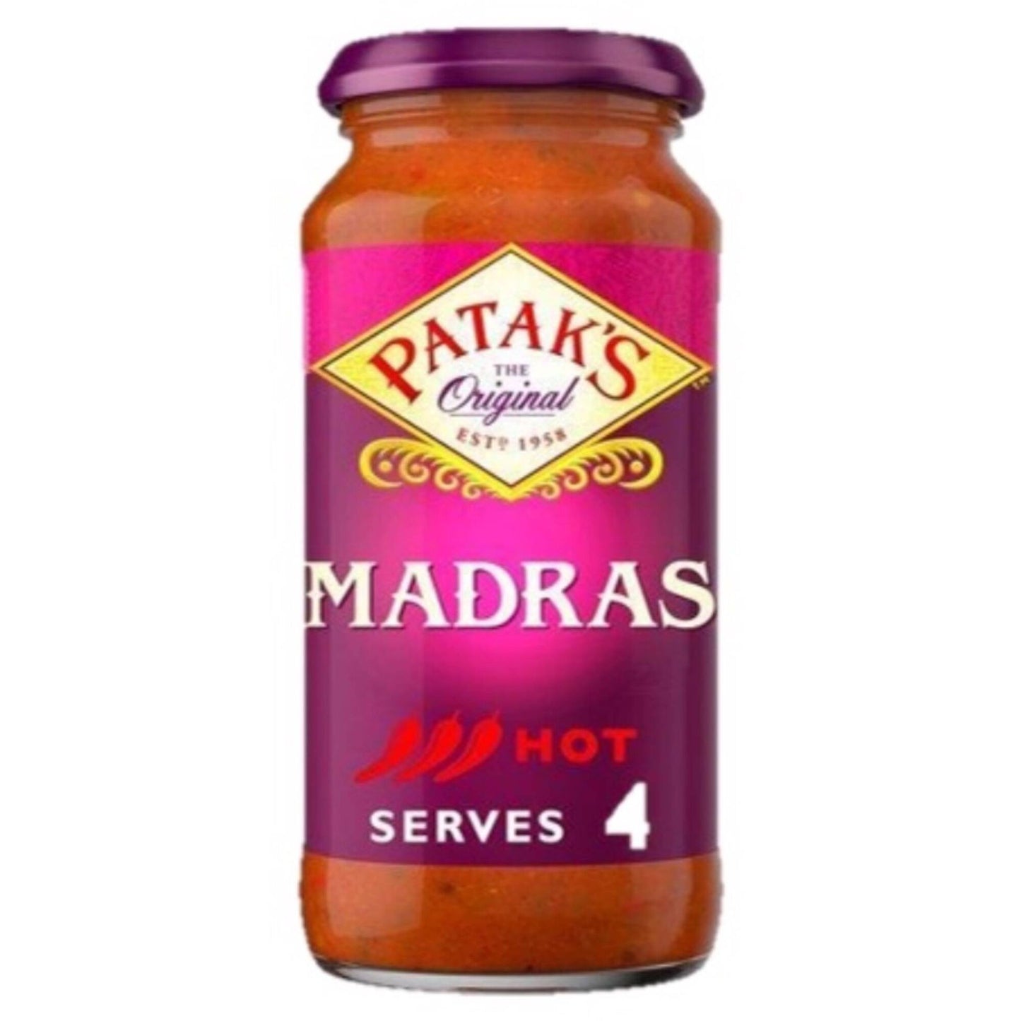 Patak’s Madras Curry Sauce Hot – 450g Jar | Bold & Fiery Indian Classic