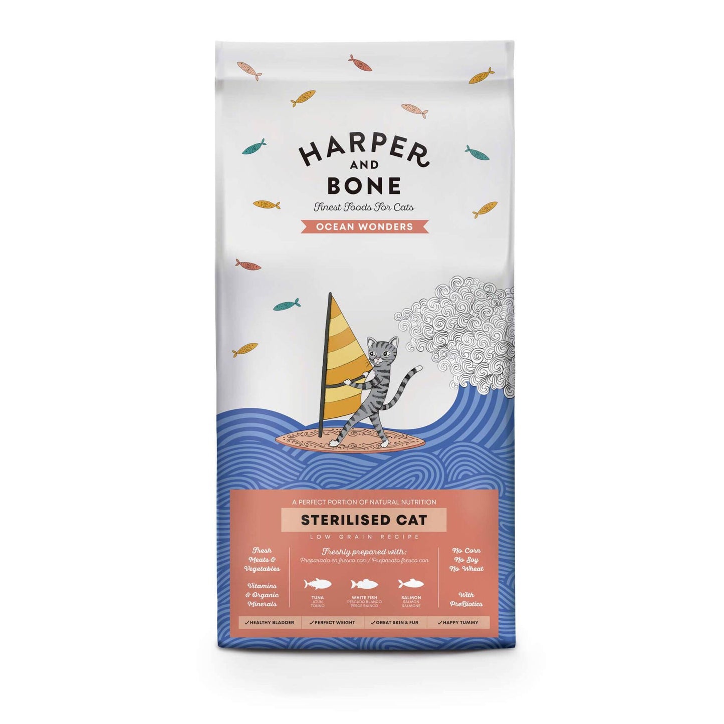 Comida para gatos esterilizada Oceano Harper & Bone Fish 1,5 kg