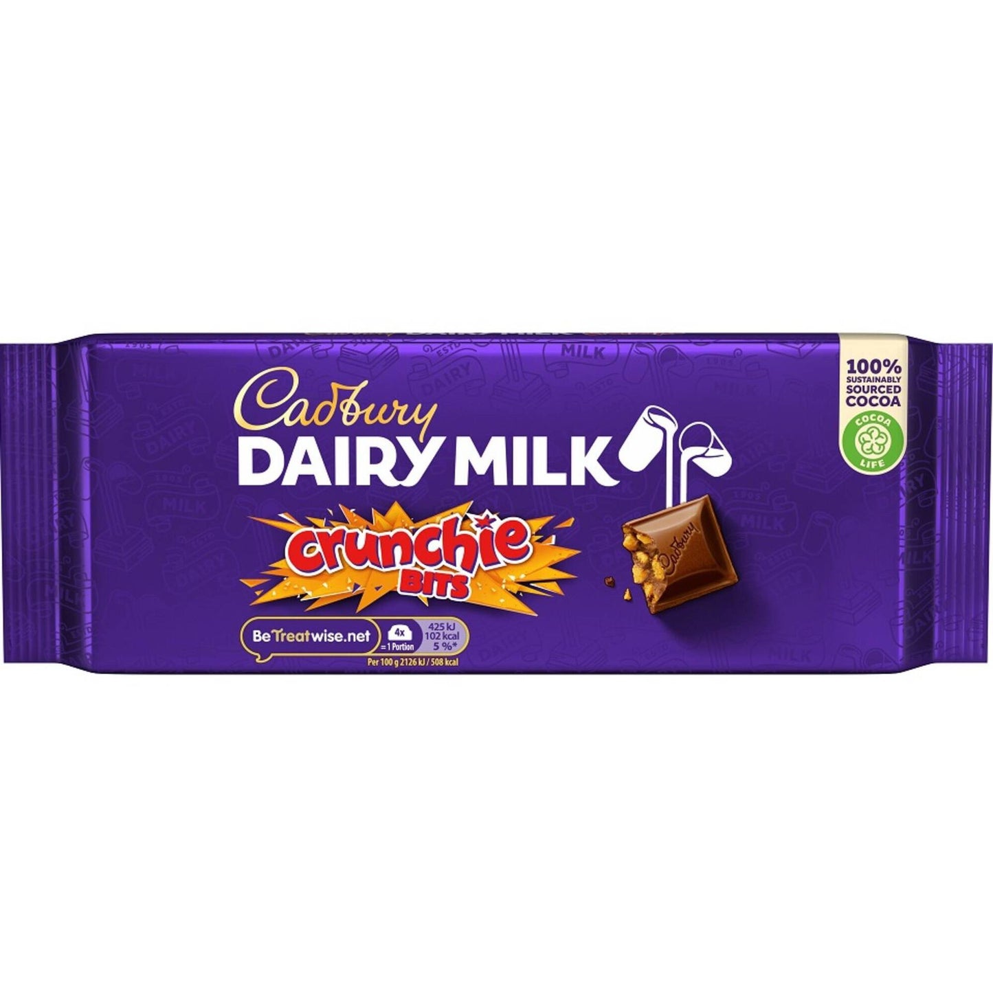 Cadbury Crunchie Chocolate Slab 180g creamy milk chocolate tablet with honeycomb pieces South African Products