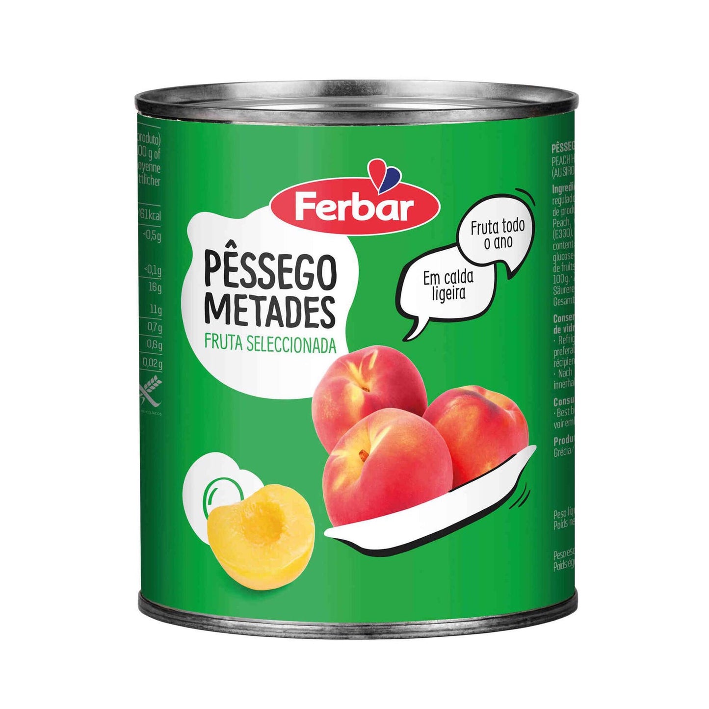 Peach halves in syrup 820g canned peaches, preserved fruit, dessert fruit, Portuguese UK and South African household favourite