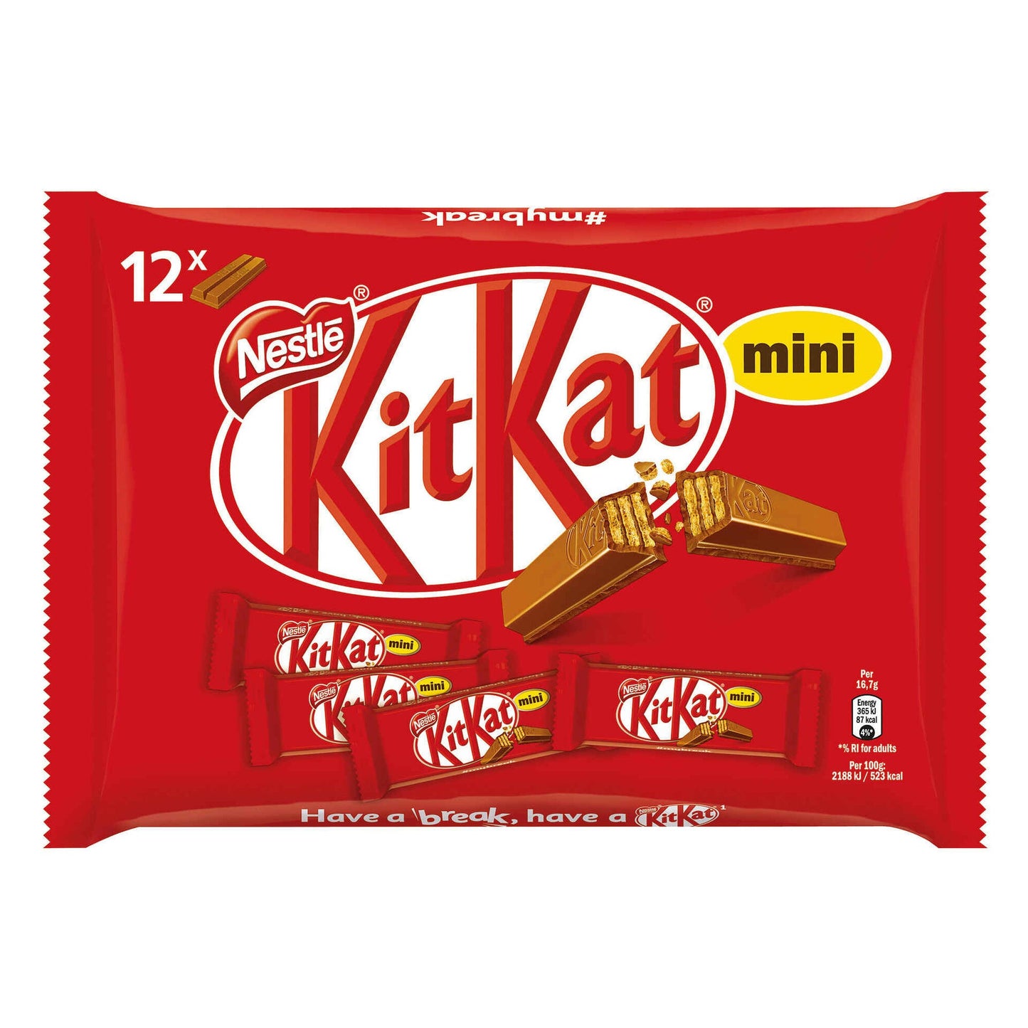KitKat milk chocolate mini snack pack 200.4g mini wafer chocolate bars crispy wafer coated in milk chocolate sharing pack