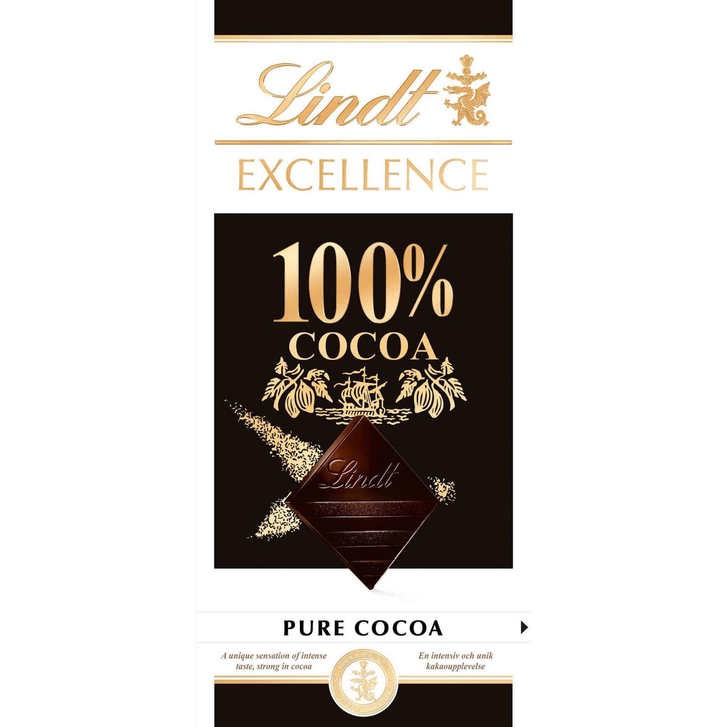 Lindt Excellence 100% Cacao 50g dark chocolate tablet intense cocoa premium Swiss chocolate South African Products