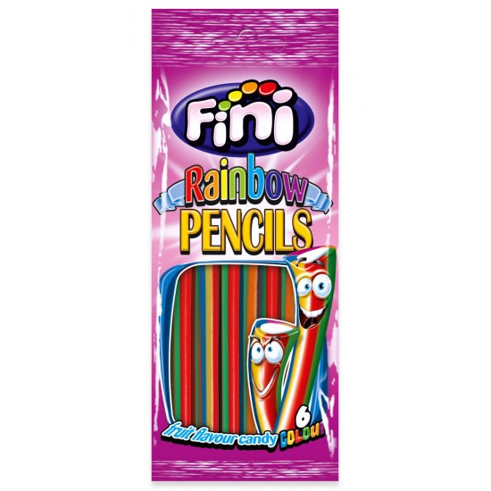 fini rainbow pencils 100g chewy filled candy tubes colourful fruity sweets