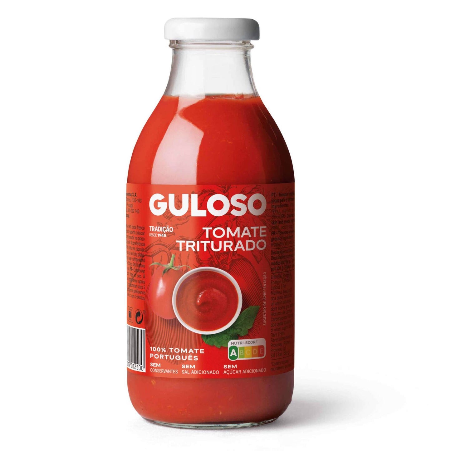 guloso crushed tomatoes 500g portuguese grown naturally sweet premium cooking tomatoes glass bottle family meals
