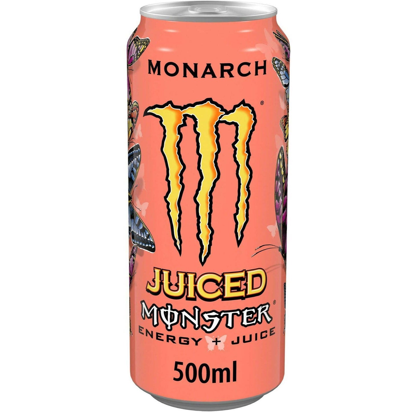 monster juiced monarch 500ml energy drink peach nectarine flavour can
