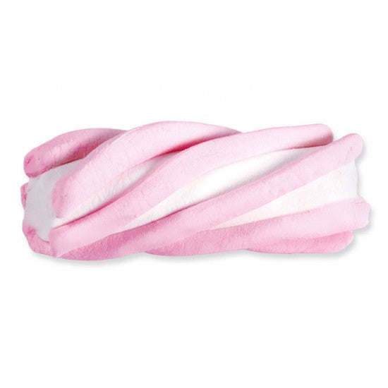 pink white twisted marshmallow ropes 100g fluffy swirl marshmallow soft sweets pack