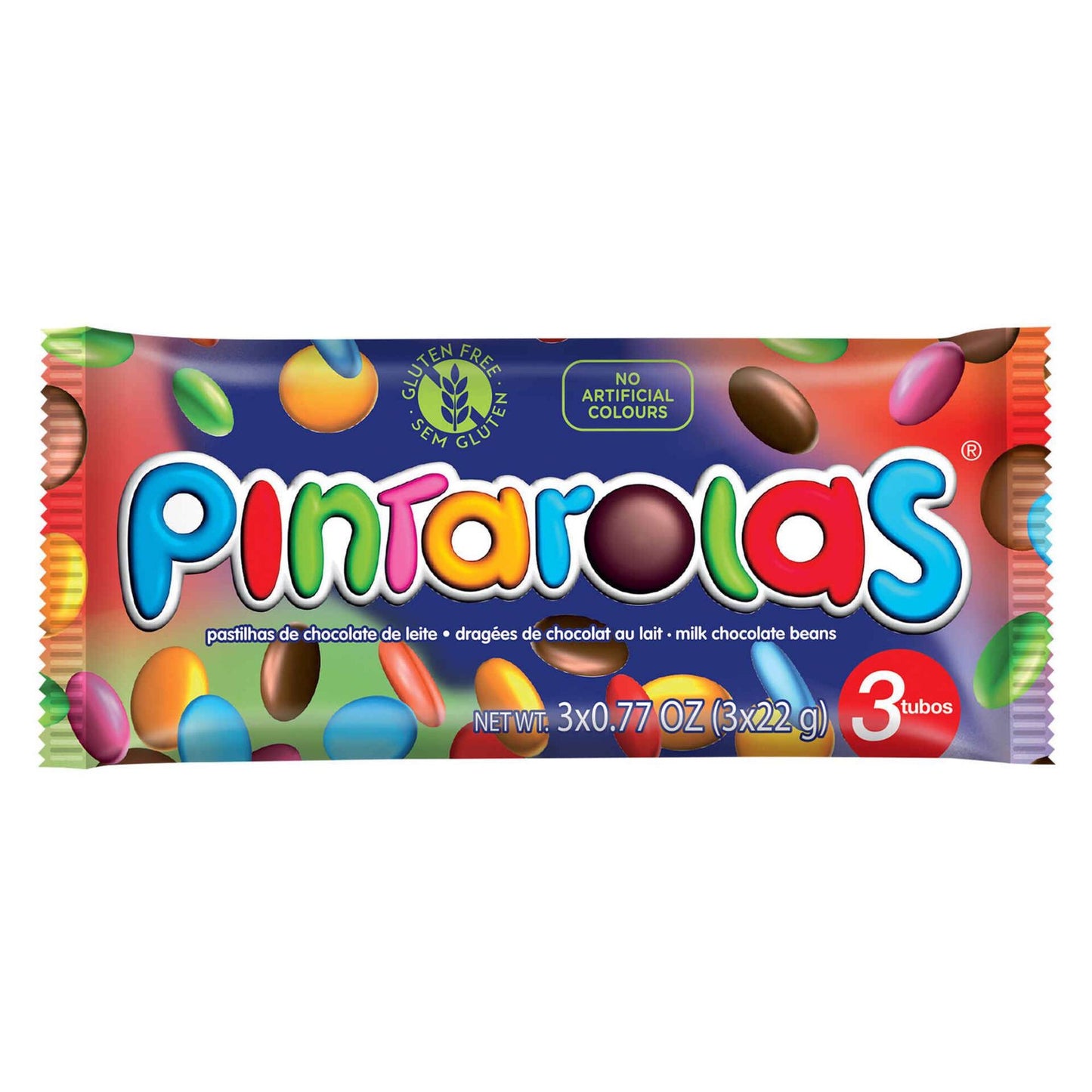 pintarolas milk chocolate 3x22g candy coated milk chocolate lentils colourful chocolate snack packs similar to smarties