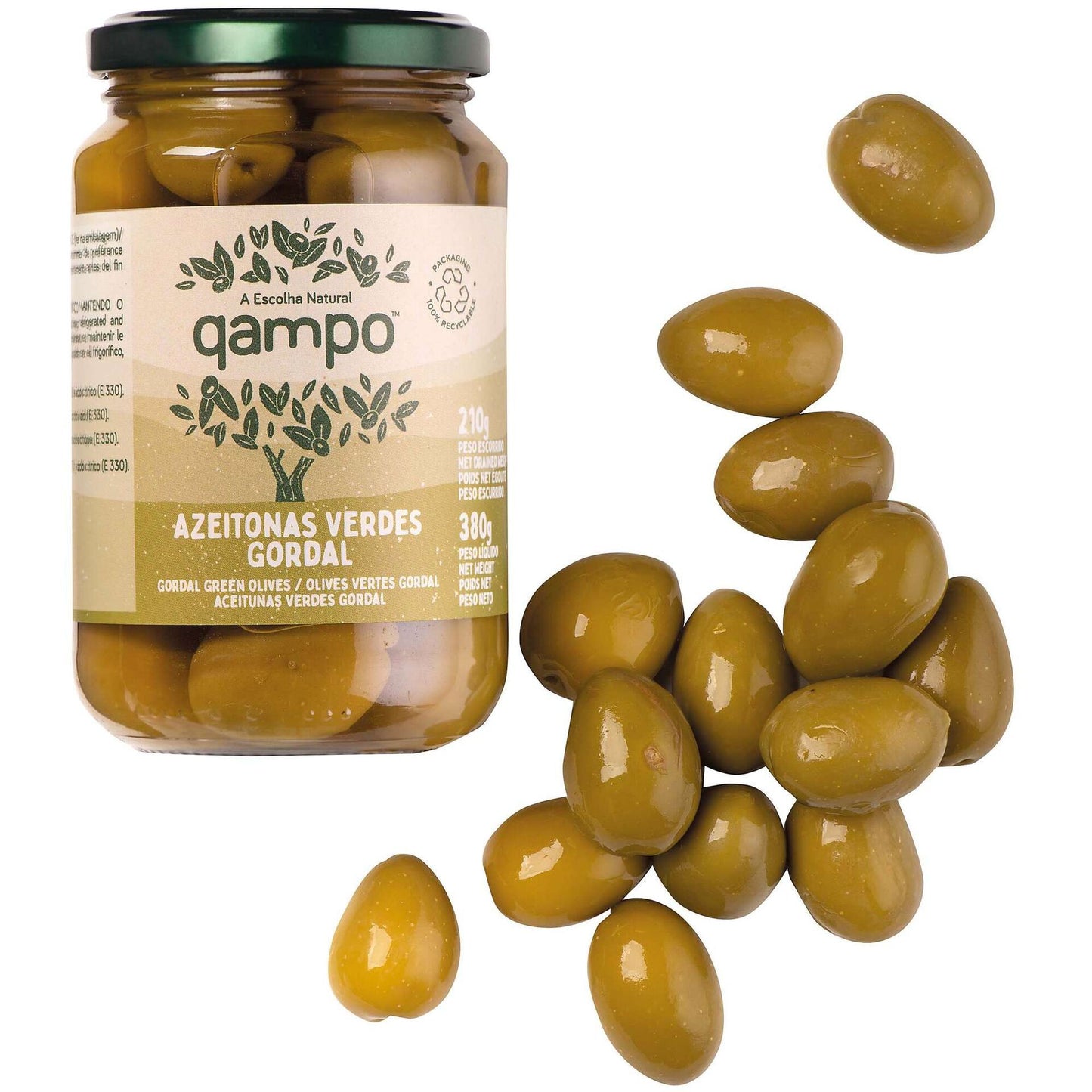 qampo gordal green olives 210g premium spanish style green olives jar mediterranean olive snacks tapas grazing olives