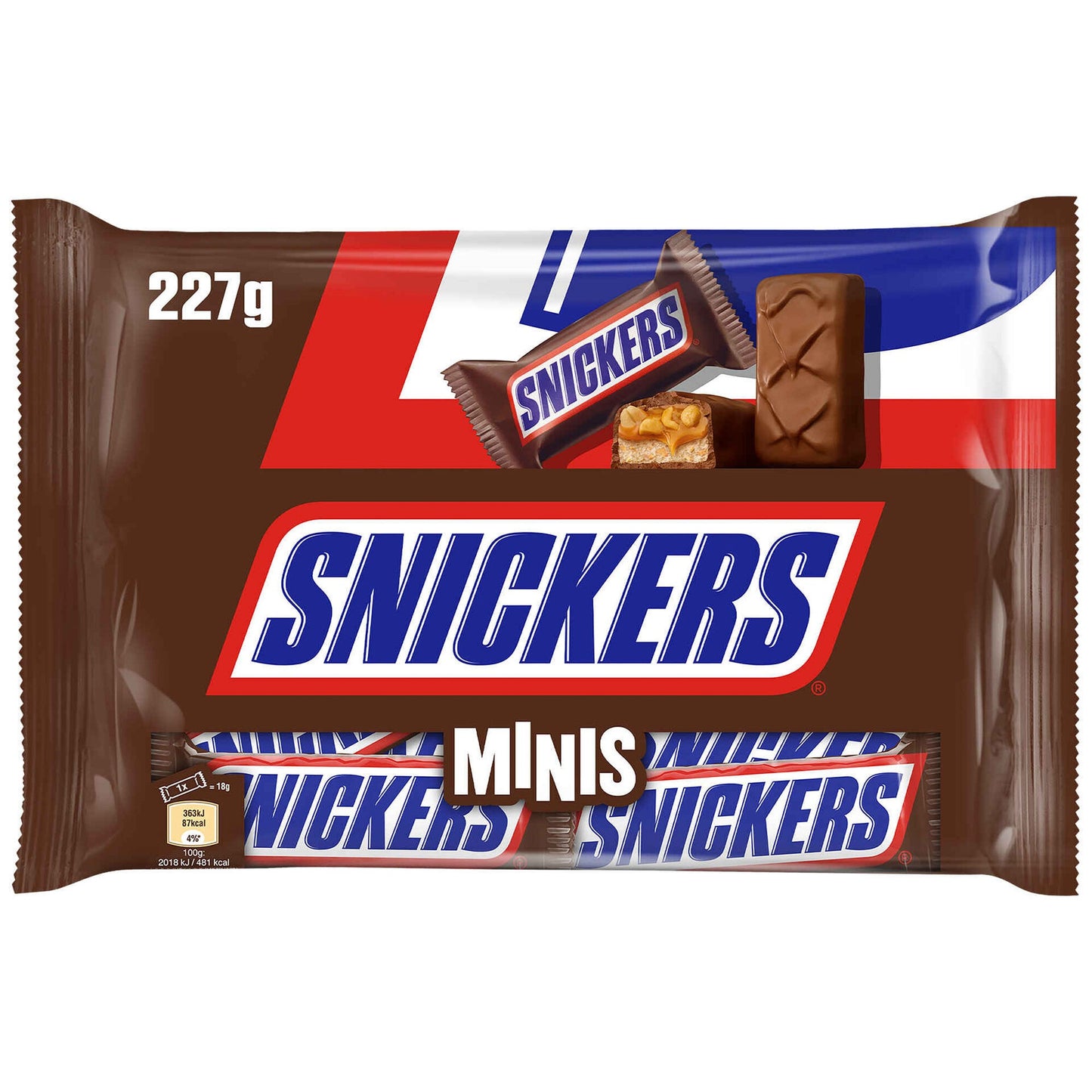 snickers mini chocolate snacks with peanuts and caramel 227g sharing bag milk chocolate peanut caramel nougat mini chocolate bars