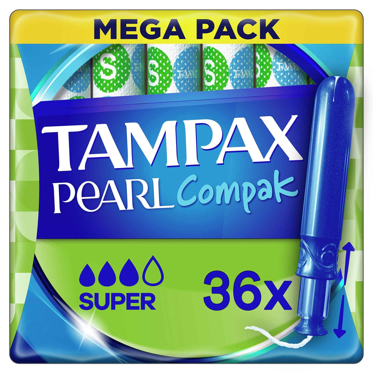 tampax pearl compak super tampons with applicator pack of 36 feminine hygiene intimate care