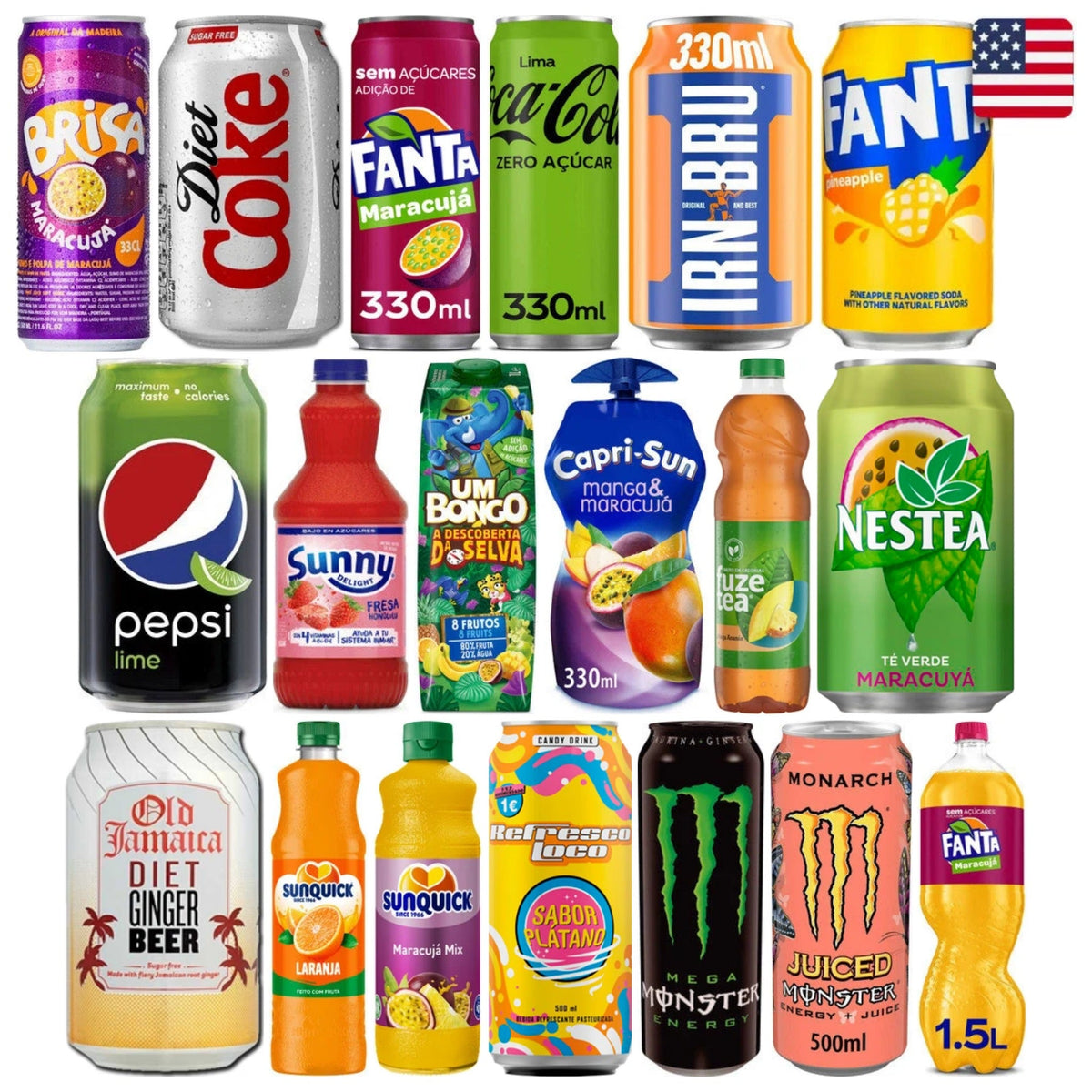 Drinks and beverages: Coca-Cola, Fanta, IRN-BRU, Pepsi, Capri-Sun, Um Bongo, Nestea, Sunquick, Monster and Toro Loco