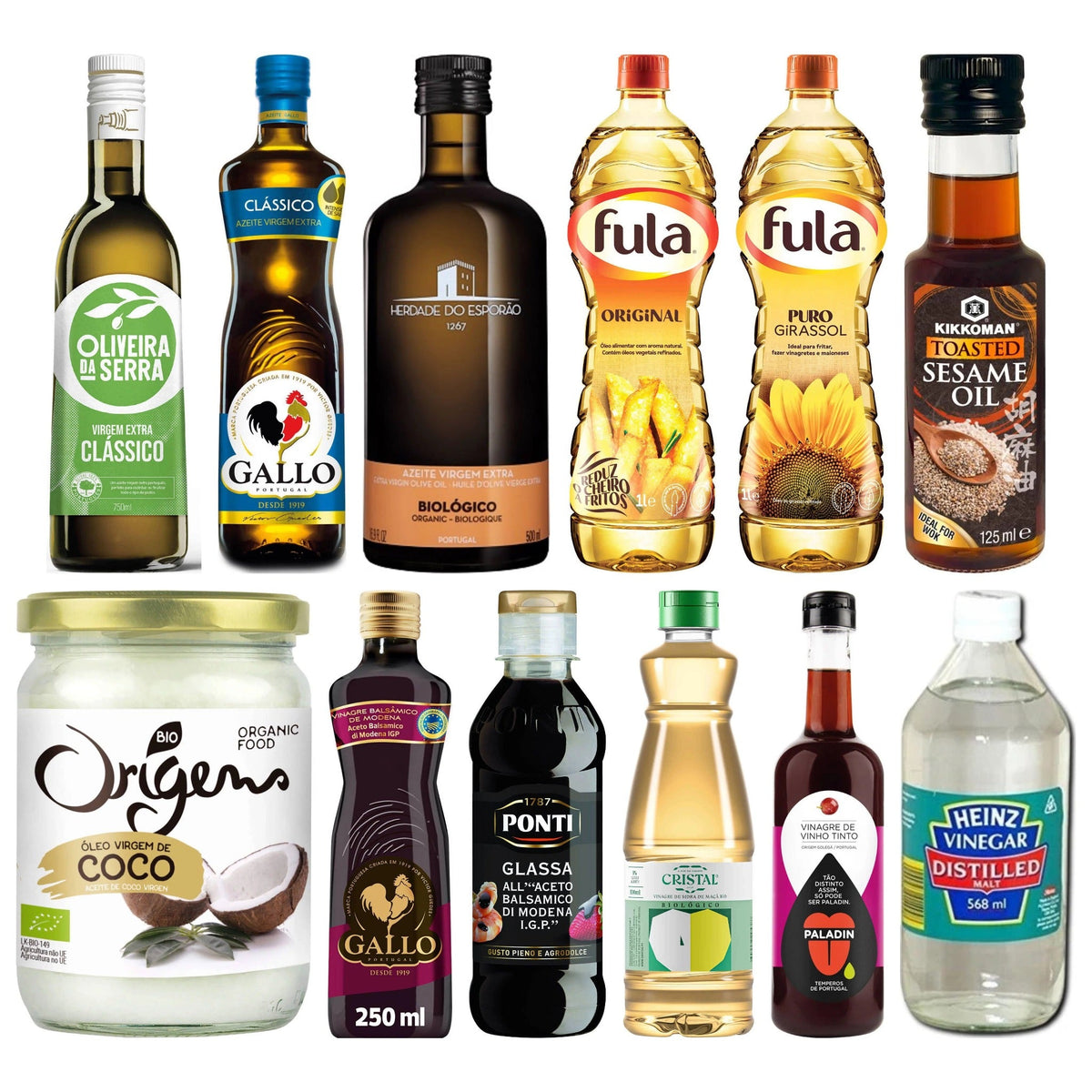 Gallo, Oliveira da Serra and Fula oils with Cristal, Paladin and Heinz vinegars