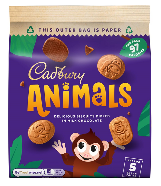 Cadburys Mini Animal Biscuits 5 Pack 99g